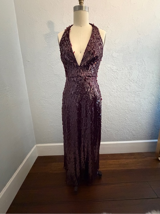 Halston Heritage Dresses & Skirts - Halston! Burgundy Sequin Halter Gown | Open Back Formal Dress